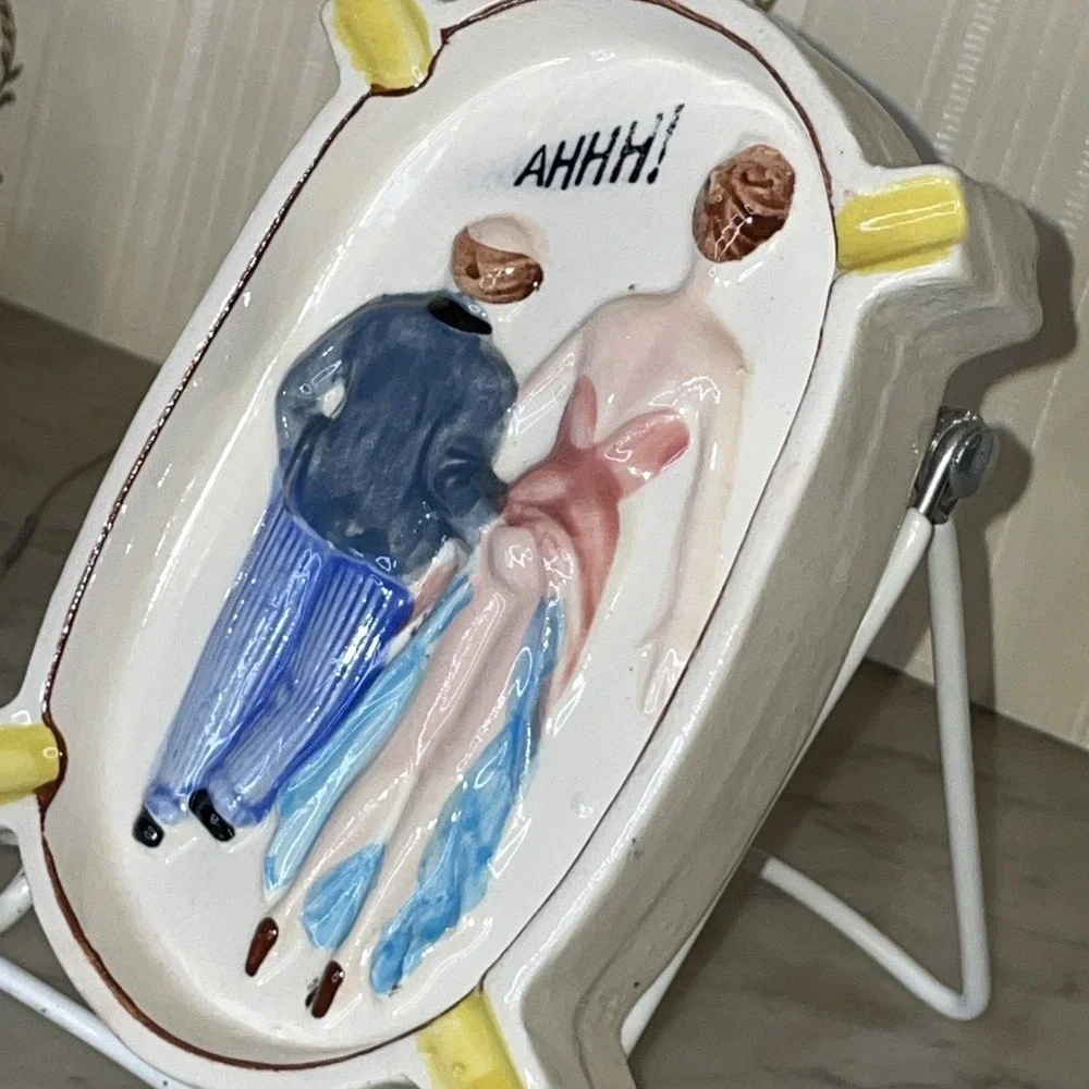 Double Sided Ashtray Naughty Man Hand Womans Backside Risque Inappropriate